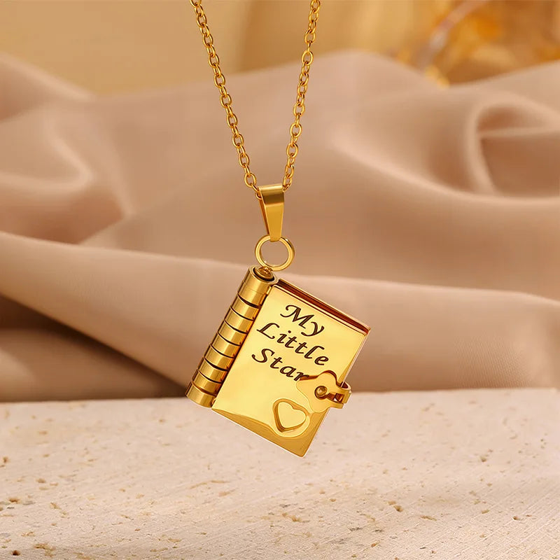 Heartfelt Book Pendant Necklace