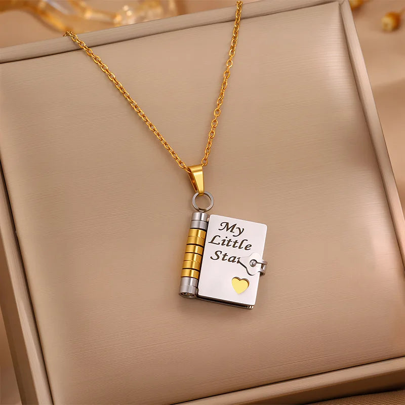 Heartfelt Book Pendant Necklace